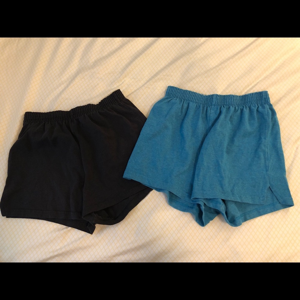 2 pairs- Soffe shorts size small blue and black